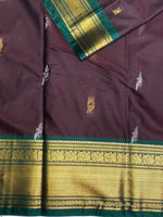 Dark brown and green kanchi silk saree - PSSPQ