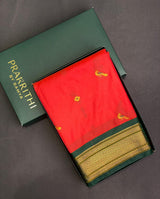 orange and green kanchi silk saree - PSSPT