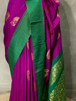 Purple and green kanchi silk saree - PSSPO
