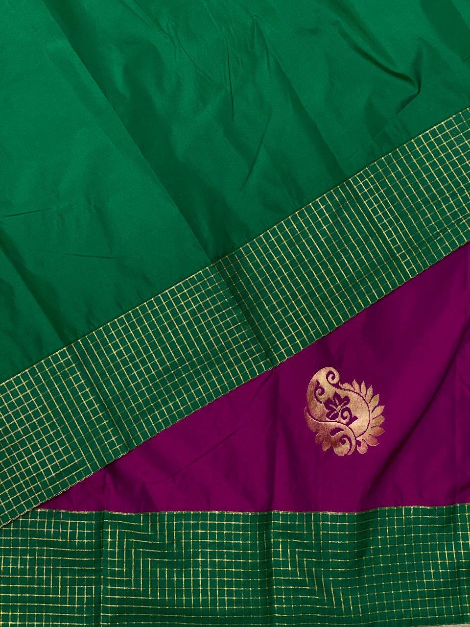 Purple and green kanchi silk saree - PSSPO