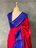 Red and Blue kanchi silk saree - PSSPN