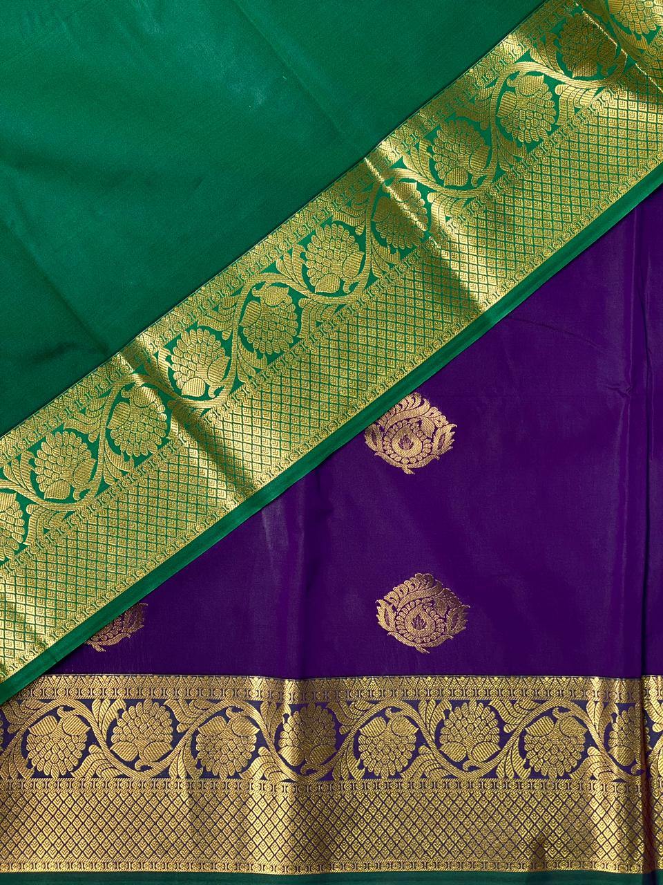 Violet and green kanchi silk saree - PSSPM
