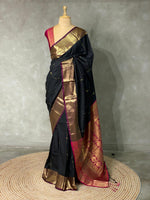 Black and purple kanchi silk saree - PSSPL