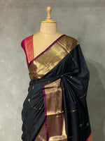 Black and purple kanchi silk saree - PSSPL