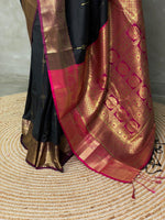 Black and purple kanchi silk saree - PSSPL