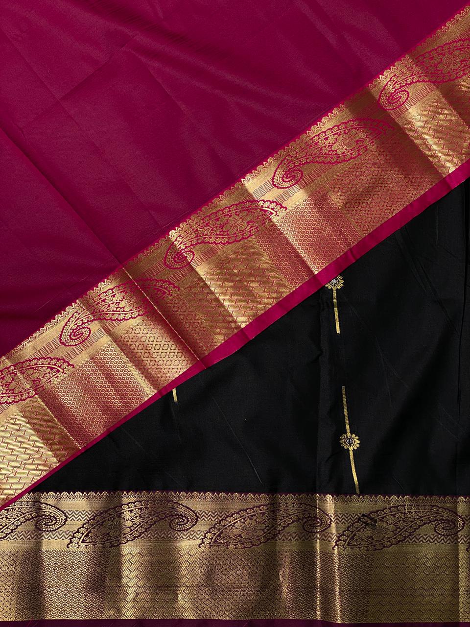 Black and purple kanchi silk saree - PSSPL