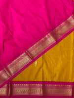 Yellow and magenta traditional kanchi silk saree - PSSMK