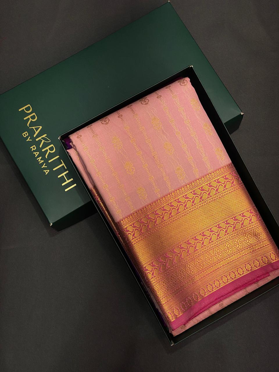 Pink and magenta kanchi silk saree - PSSPj