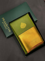 Olive green and maroon kanchi silk saree - PSSPH