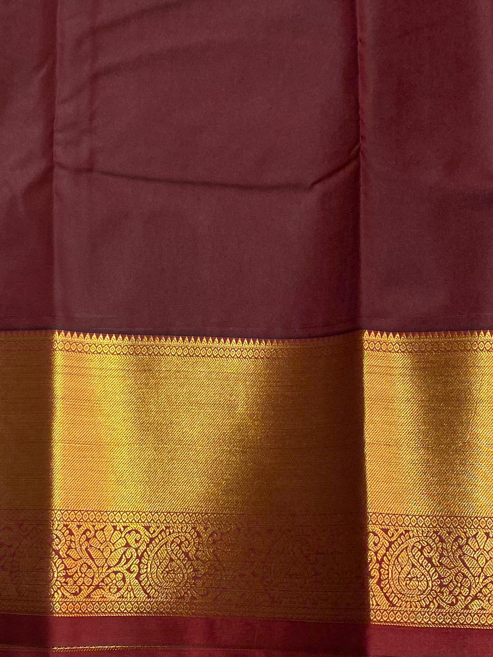 Olive green and maroon kanchi silk saree - PSSPH