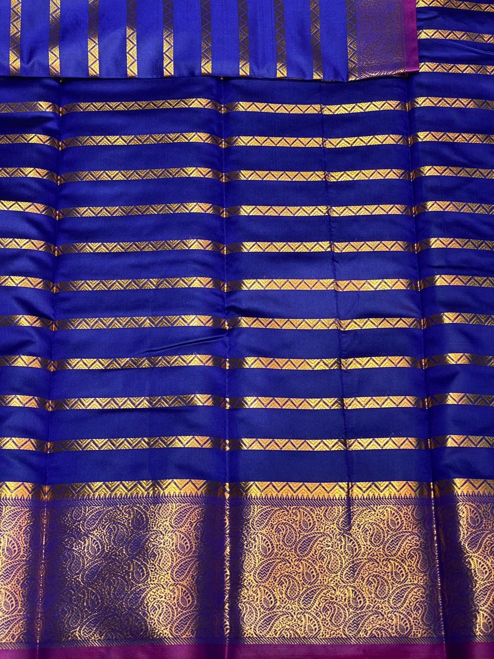 Blue and magenta kanchi silk saree - PSSPG