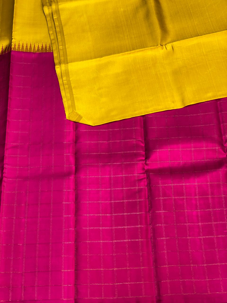 Magenta and yellow Pure Kanchipuram Silk saree - PPSILK15