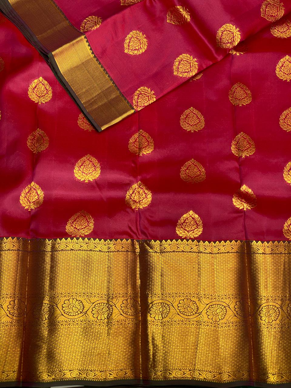 Maroon and green pure organza Kanchipuram Silk saree - PPSILK22