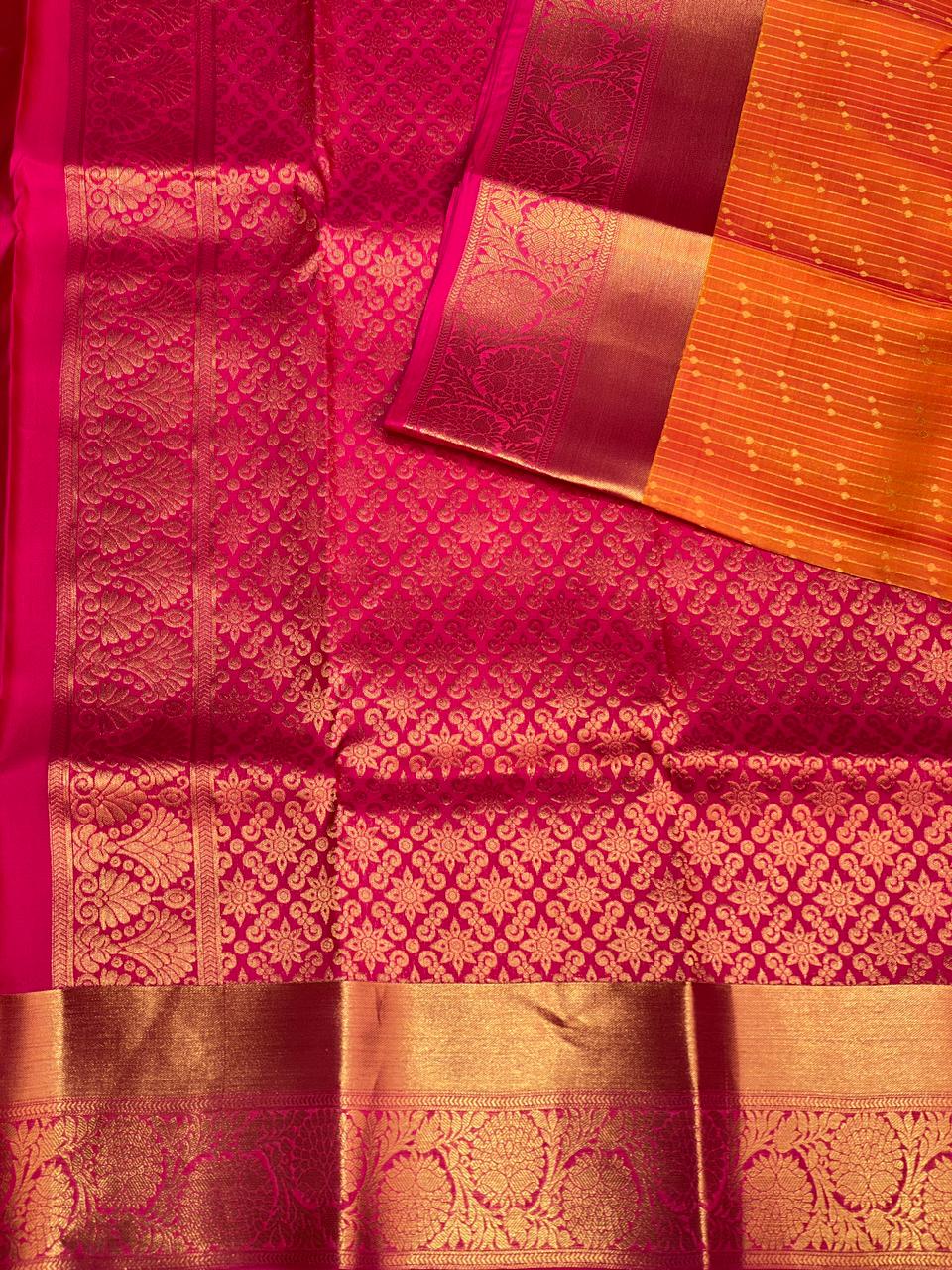 Orange and magenta pure Kanchipuram Silk saree - PPSILK32