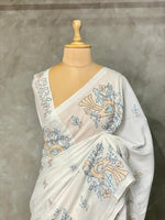 Handloom cotton saree in off white - PSC1