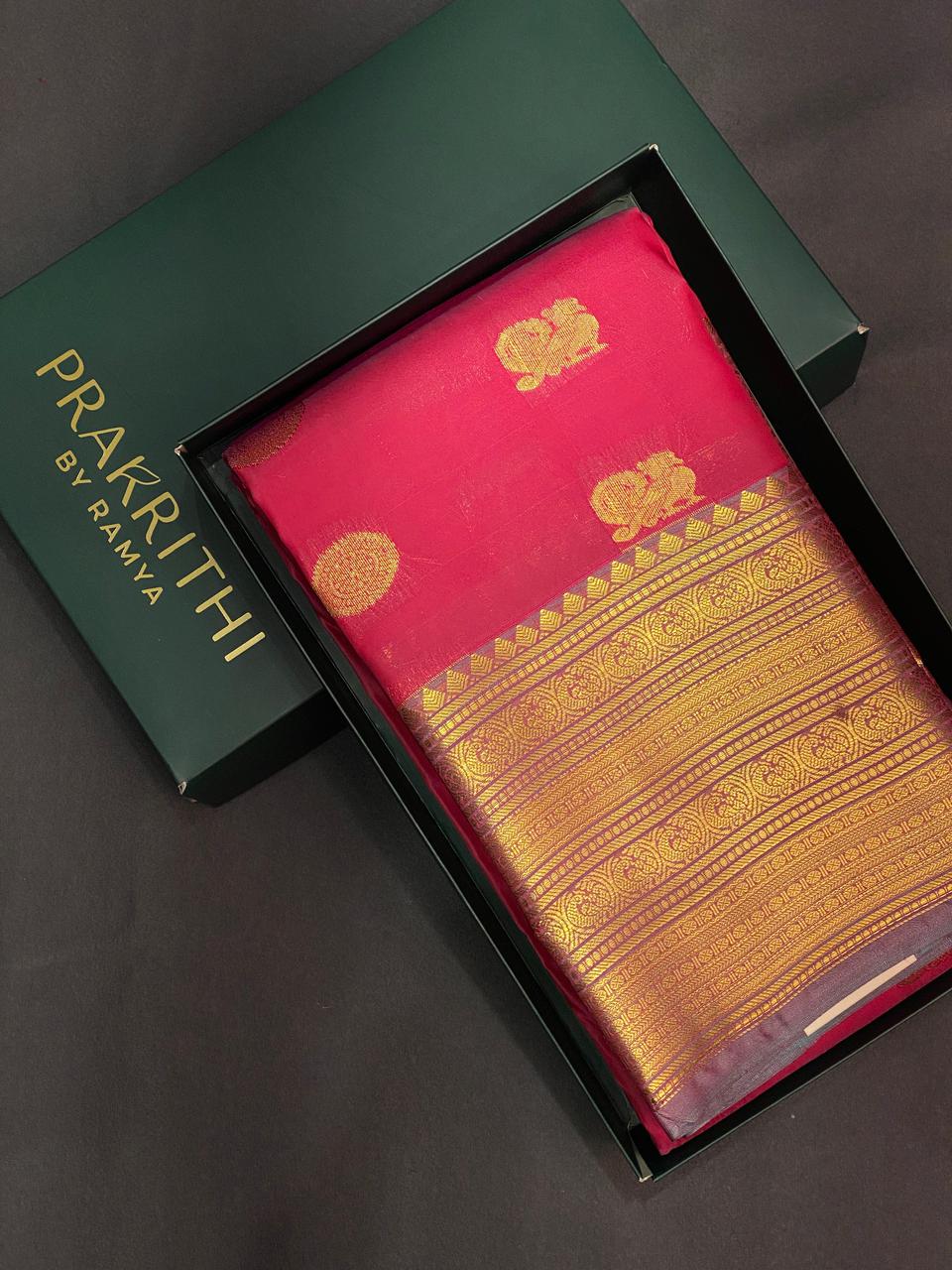 Magenta and grey pure organza Kanchipuram Silk saree - PPSILK23