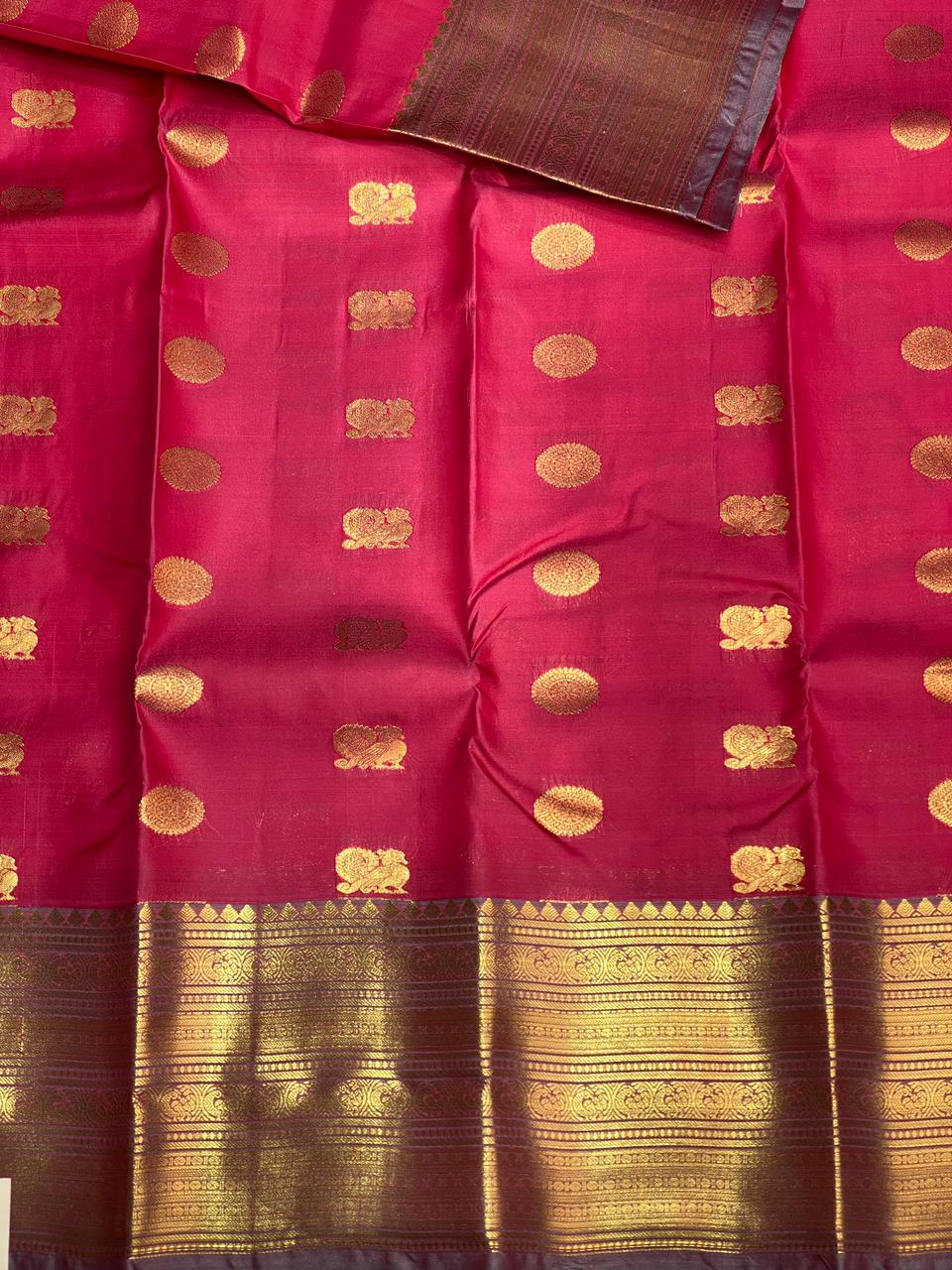 Magenta and grey pure organza Kanchipuram Silk saree - PPSILK23