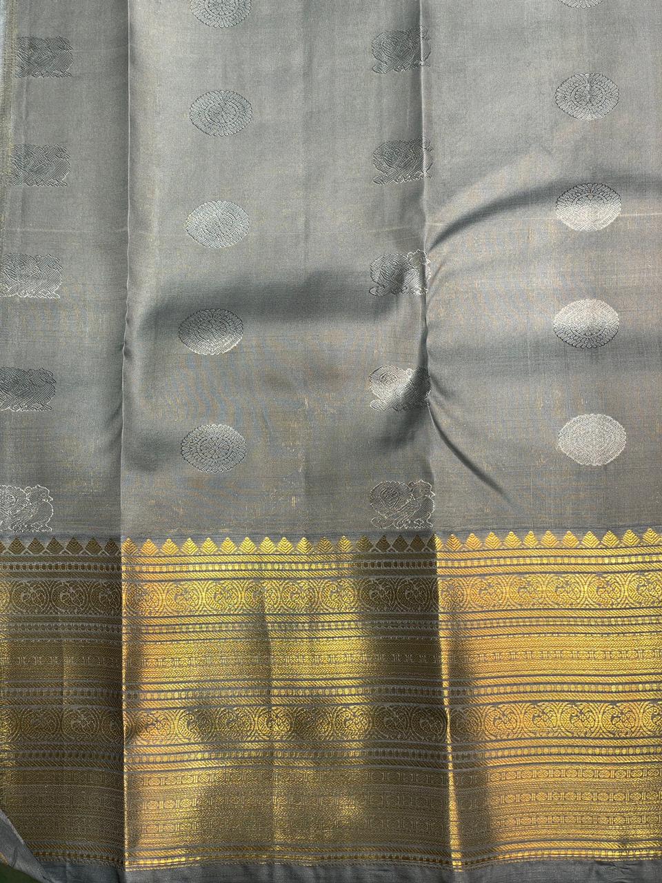 Magenta and grey pure organza Kanchipuram Silk saree - PPSILK23