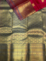Magenta and grey pure organza Kanchipuram Silk saree - PPSILK23