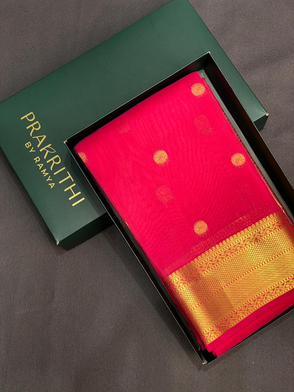 Magenta pure organza Kanchipuram Silk saree - PPSILK24
