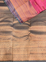Pink and Grey pure Kanchipuram soft Silk saree - PPSILK26