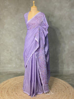 Handloom soft cotton saree in Lavender - PSC4