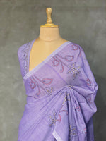 Handloom soft cotton saree in Lavender - PSC4