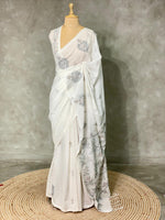 Handloom soft cotton saree in white - PSC5