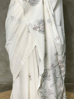 Handloom soft cotton saree in white - PSC5