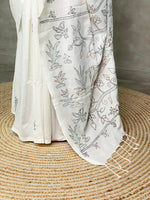Handloom soft cotton saree in white - PSC5