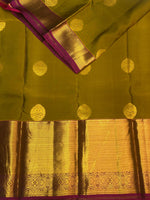 Dark olive green and magenta pure Kanchipuram Silk saree - PPSILK46