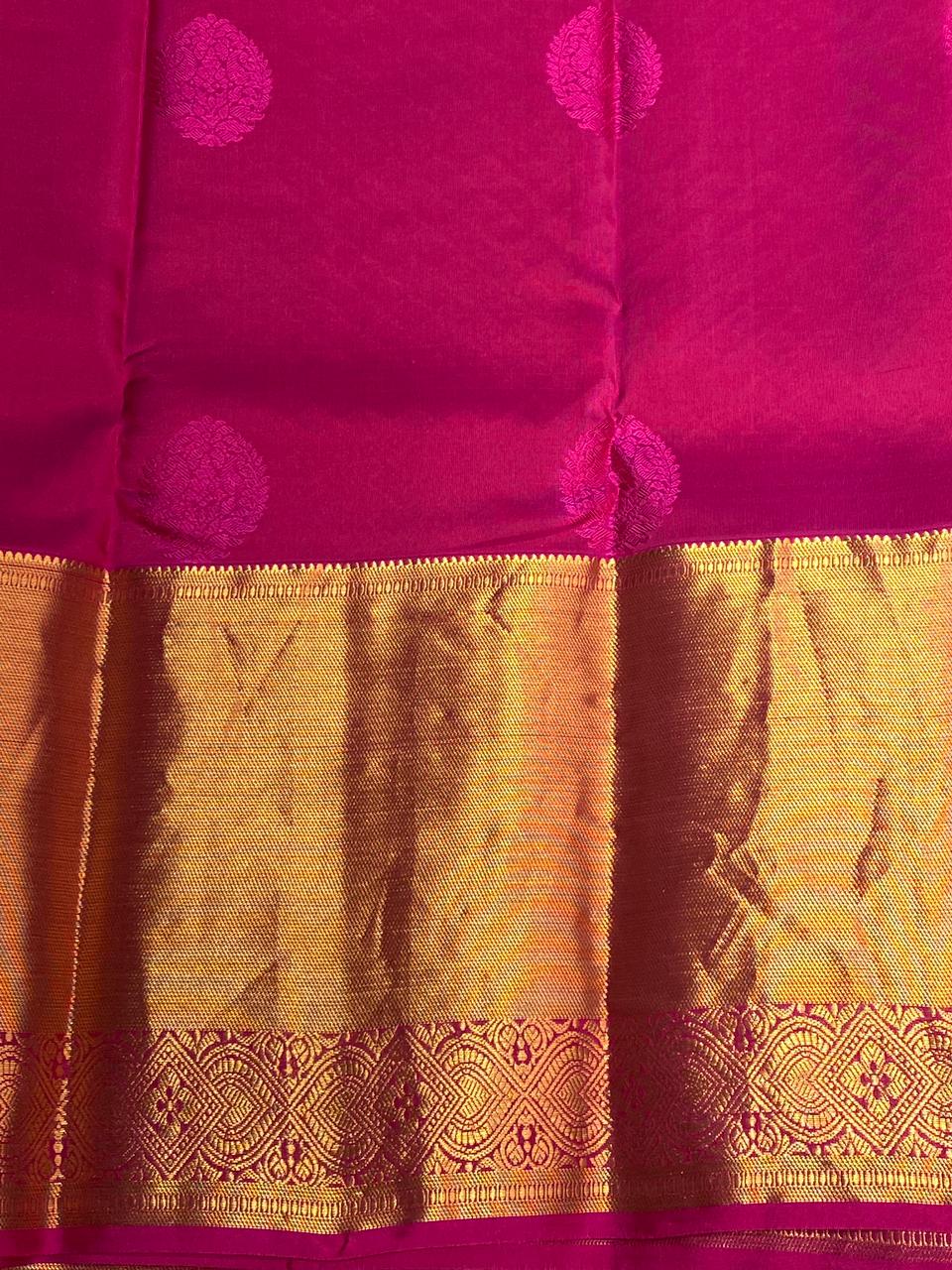 Dark olive green and magenta pure Kanchipuram Silk saree - PPSILK46