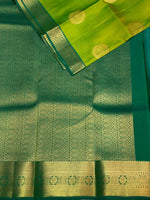 Parrot green and blue pure soft Kanchipuram Silk saree - PPSILK41