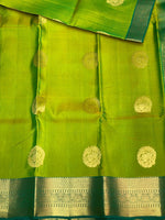 Parrot green and blue pure soft Kanchipuram Silk saree - PPSILK41