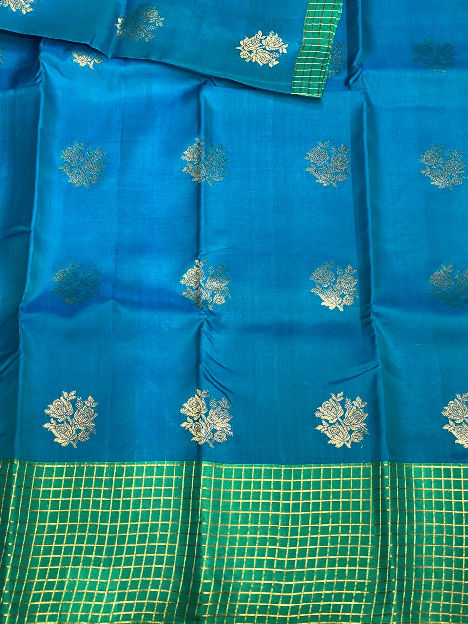 Blue and green pure soft Kanchipuram Silk saree - PPSILK44