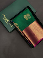 Green and purple pure soft Kanchipuram Silk saree - PPSILK45