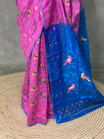 Cotton jamdani saree in Lilac pink and blue - PSCJ1