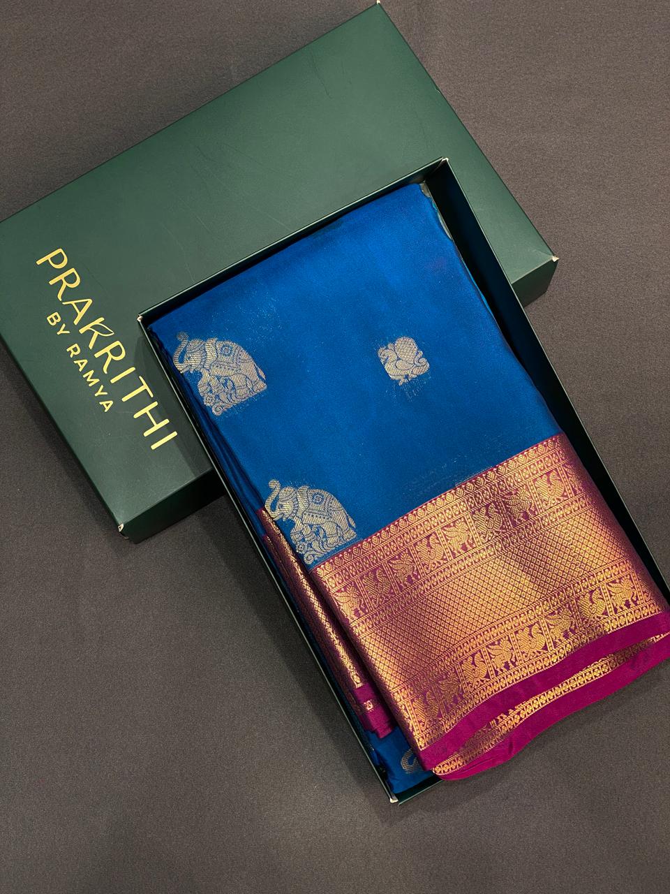 Blueand purple pure soft Kanchipuram Silk saree - PPSILK52
