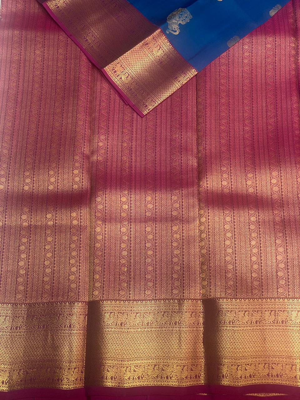 Blueand purple pure soft Kanchipuram Silk saree - PPSILK52