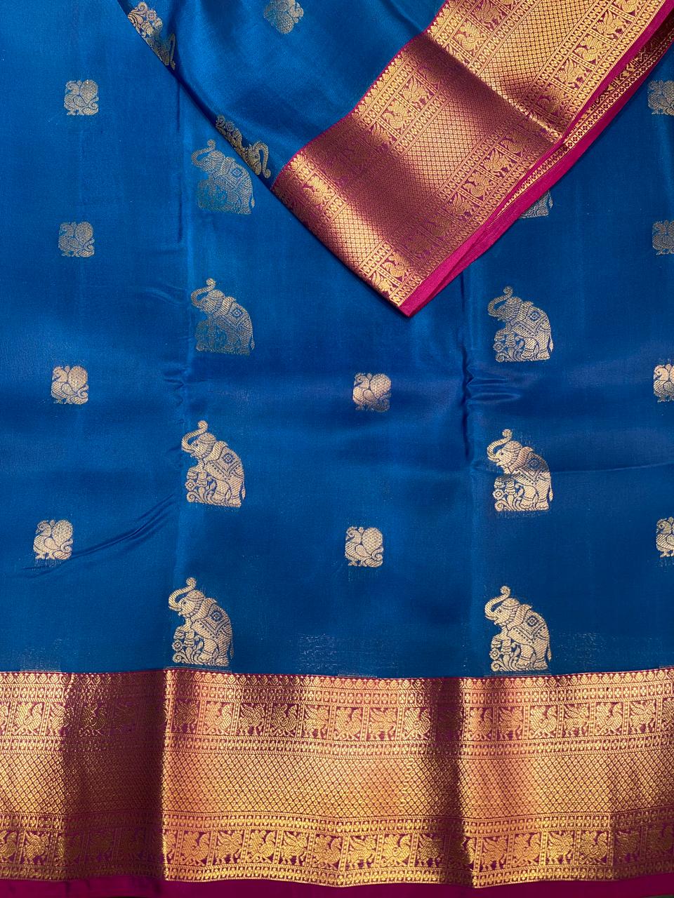 Blueand purple pure soft Kanchipuram Silk saree - PPSILK52