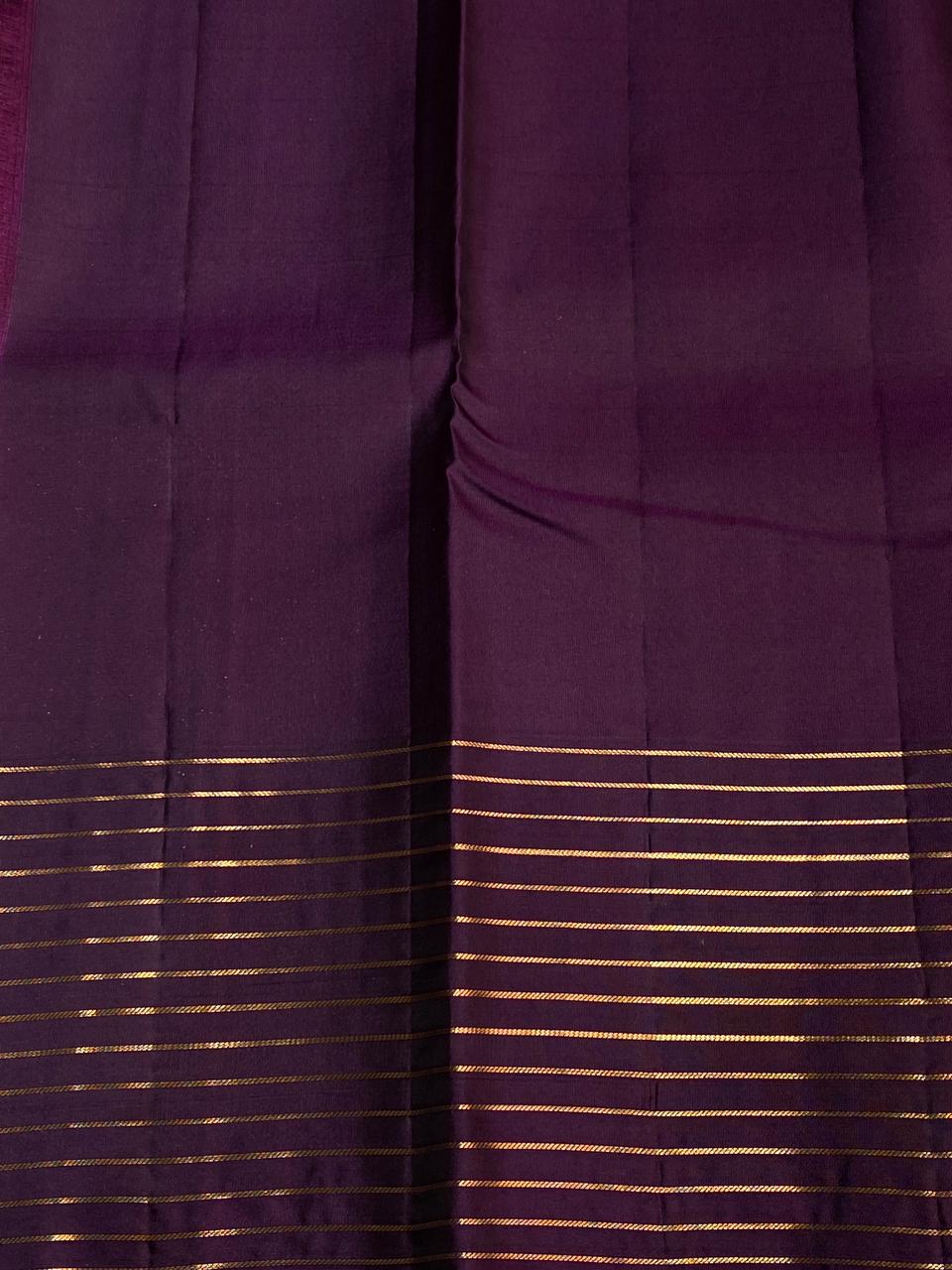 black and purple pure soft Kanchipuram Silk saree - PPSILK51