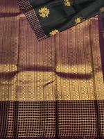 black and purple pure soft Kanchipuram Silk saree - PPSILK51
