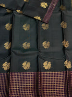 black and purple pure soft Kanchipuram Silk saree - PPSILK51