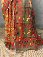 Cotton jamdani saree light gold - PSCJ5