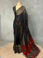 Cotton jamdani saree in black - PSCJ6