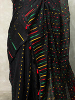 Cotton jamdani saree in black - PSCJ6