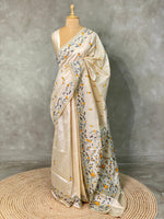 Cotton silk saree in off white- PSCK3