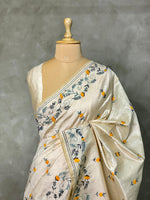 Cotton silk saree in off white- PSCK3
