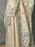 Cotton silk saree in off white- PSCK3