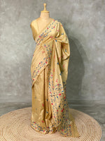Cotton silk saree in light gold- PSCK4